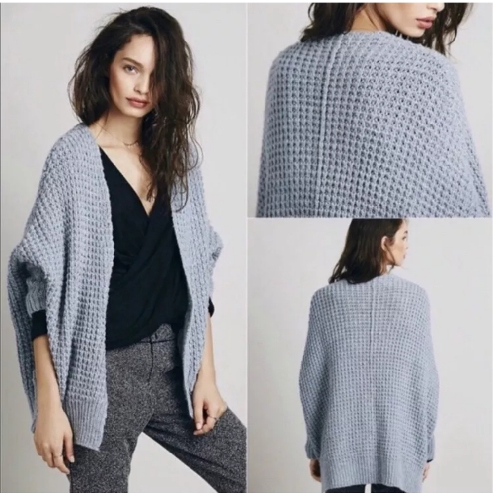 Free People Waffling Around Waffle Knit Chunky Cardigan